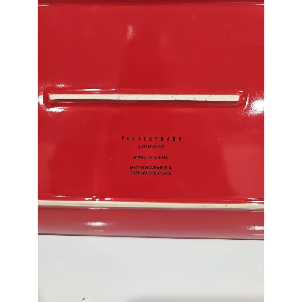 Pottery Barn Chinoise Plate, 16x8 Inch, Red/Gold Rectangle Discontinued